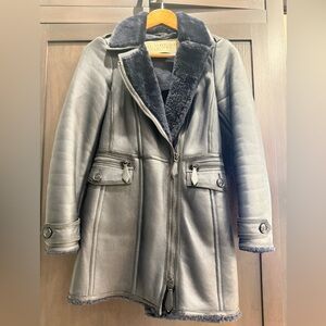 Burberry Warm Black Leather Jacket with 100% Lamb Shearling Lining